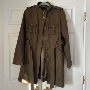 Army Green Brown Pea Coat Lined